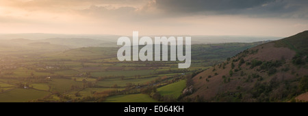 Blick über walisische Landschaft aus Mynydd Llangorse, schwarzen Berge, Brecon Beacons National Park, Wales Stockfoto
