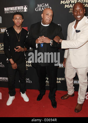 Las Vegas, Nevada, USA. 3. Mai 2014. Diggy Simmons, Rev Run Simmons und Sänger / Schauspieler Tyrese Gibson besuchen die VIP Pre-Kampf-Party für '' Moment: Mayweather Vs Maidana'' am 3. Mai 2014 im MGM Grand Garden Arena in Las Vegas, Nevada-Credit: Marcel Thomas/ZUMAPRESS.com/Alamy Live News Stockfoto