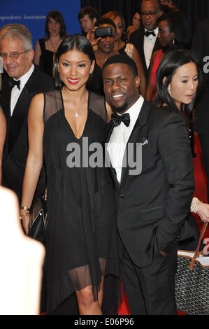 Washington, DC, USA. 3. Mai 2014. Komiker KEVIN HART und ENIKO PARRISH die 100. jährliche White House Correspondents' Association Dinner im Washington Hilton angekommen. © Tina Fultz/ZUMAPRESS.com/Alamy Live-Nachrichten Stockfoto