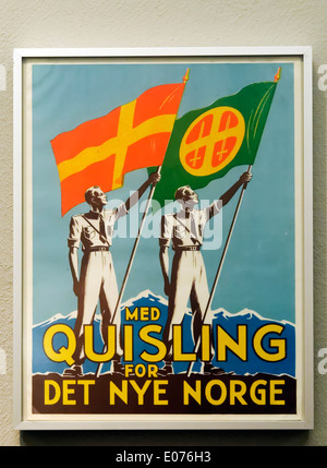 Ein WW2 Ära Poster vom Wahlkampf in Norwegen. Der Kandidat ist die pro-Nazi-Vidkun Quisling Stockfoto