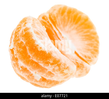 Geschälte leckere süße Mandarine Mandarin Orangenfrucht Isolated On White Background Stockfoto