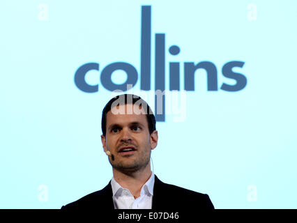 Hamburg, Deutschland. 5. Mai 2014. Benjamin Otto stellt sein Projekt "Collins" in Hamburg, Deutschland, 5. Mai 2014. Die Otto Group-Projekt konzentriert sich auf junge Menschen mit Online-Fashion-Stores und apps. Foto: DANIEL REINHARDT/Dpa/Alamy Live News Stockfoto