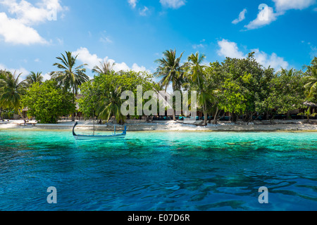 Hotel auf der Insel. Malediven Indischer Ozean Stockfoto