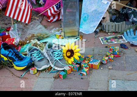 Denkmal für die Opfer von den Boston Marathon Bombenanschlägen in 2013. Copley Square. Boston. Stockfoto