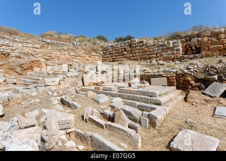Heroon Grabdenkmäler West Seite befestigten Friedhofsmauer Aptera Kreta Griechenland Aptera befindet sich in Befehlen Stockfoto