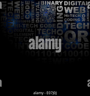 Dunkle Tech Grunge Wortmuster. Vektor Hintergrund Eps 10 Stockfoto