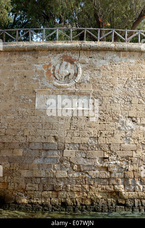 Venezianischen Löwen St. Markus Mantel Arme Datum auf Sabbionara Moncenigo Bastion Tor Stadt Chania Kreta Griechenland die Stockfoto