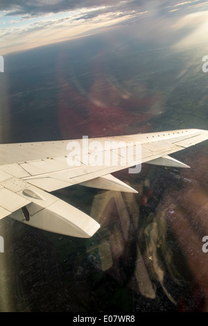 Luftaufnahme von Passagierflugzeug Stockfoto