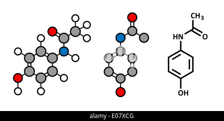 Paracetamol (Acetaminophen) Analgetikum Molekül. Verwendet, um Fieber zu senken und Schmerzen lindern. Stockfoto