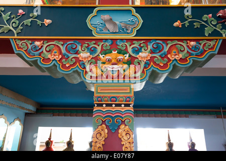 Ornamente im buddhistischen Zentrum Rinpoche Bagsha in Ulan-Ude, Burjatien, Sibirien, Russland Stockfoto