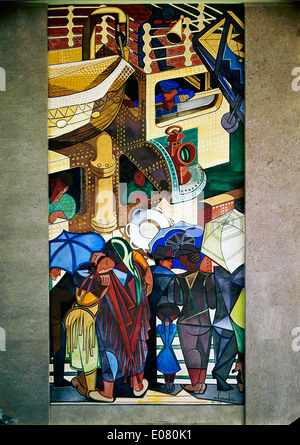 Der Gare Marítima da Rocha do Conde de Óbidos ist ein historischer Schifffahrtsbahnhof in Lissabon, Portugal, der als wichtiger Verkehrsknotenpunkt dient. Stockfoto