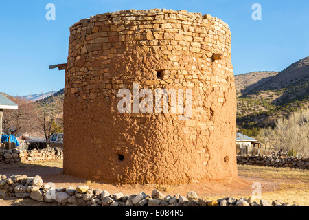 Ein Torreon, erbaut in den 1850er Jahren in Lincoln, New Mexico. Verwendet für Gewehrschützen, um sich vom indischen Angriffe zu verteidigen. Stockfoto