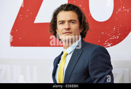 Hamburg, Deutschland. 5. Mai 2014. Britischer Schauspieler Orlando Bloom posiert auf dem roten Teppich bei der deutschen Erstaufführung von Krimi Zulu im Cinemaxx Dammtor in Hamburg, Deutschland, bin 5. Mai 2014. Foto: Georg Wendt/Dpa/Alamy Live News Stockfoto
