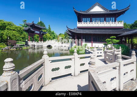 Tee-Haus, chinesischer Garten, Luisenpark Municipal park, Mannheim, Baden-Württemberg, Deutschland, Europa Stockfoto