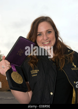 Natasha baker mbe (b 1989) Britische para-equestrian Wer gewann 2 Goldmedaillen in der Dressur bei den Paralympics 2012 in London, Großbritannien. Stockfoto