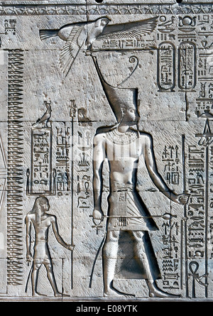 Ägypten, Dendera, ptolemäischen Tempel der Göttin Hathor.Carvings an Wänden. Stockfoto