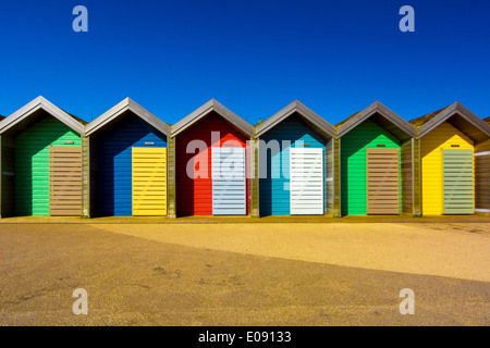 Strandhütten in Blyth Stockfoto