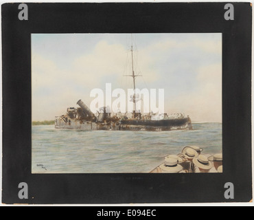 Dieses Foto zeigt die ersten Cutter von H.M.A.S. Sydney, die während des Ersten Weltkriegs auf dem deutschen Kreuzer Emden einstiegen. Stockfoto