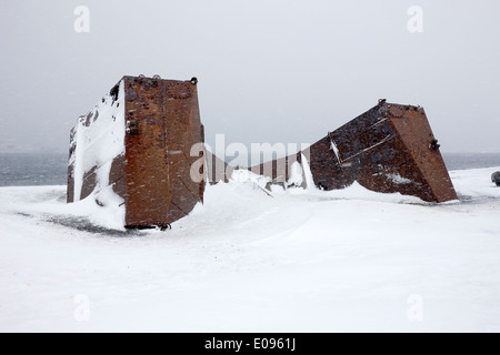 rosten Walöl Verarbeitung Altgeräte an Whalers bay Täuschung-Insel-Antarktis Stockfoto