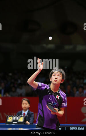 1. Yoyogi-Gymnasium, Tokio, Japan. 4. Mai 2014. Koki Niwa (JPN), 4. Mai 2014 - Tischtennis: 2014 Team Tischtennis-Meisterschaften der Herren Halbfinale match zwischen Deutschland 3-1 Japan am 1. Yoyogi-Gymnasium, Tokio, Japan. © Yusuke Nakanishi/AFLO SPO Stockfoto