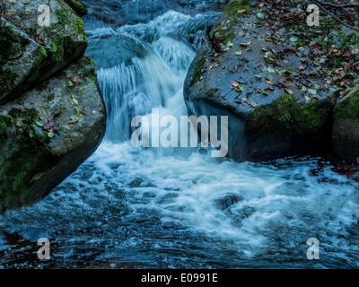 Ein Bach mit Steinen und fließend Wasser. Landschaft-Erlebnis in der Natur., Ein Bach Mit Steinen Und Fliessendem Wasser. Basel-Landschaft Stockfoto