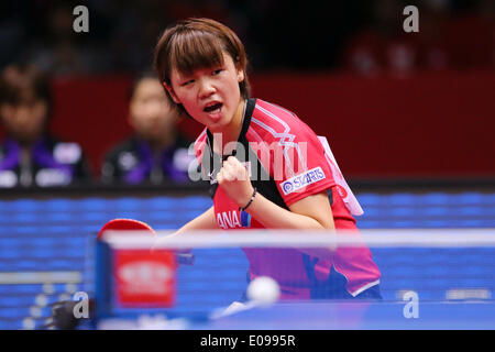 1. Yoyogi-Gymnasium, Tokio, Japan. 5. Mai 2014. Yuka Ishigaki (JPN), 5. Mai 2014 - Tischtennis: 2014 World Team Tischtennis Meisterschaften Women Finalmatch zwischen China 3-0Japan am 1. Yoyogi-Gymnasium, Tokio, Japan. © Yohei Osada/AFLO SPORT/Alam Stockfoto