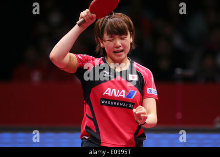 1. Yoyogi-Gymnasium, Tokio, Japan. 5. Mai 2014. Yuka Ishigaki (JPN), 5. Mai 2014 - Tischtennis: 2014 World Team Tischtennis Meisterschaften Women Finalmatch zwischen China 3-0Japan am 1. Yoyogi-Gymnasium, Tokio, Japan. © Yohei Osada/AFLO SPORT/Alam Stockfoto