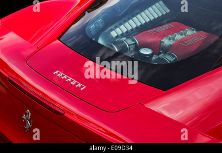 Ferrari 458 Italia Heck mit Motor Stockfoto