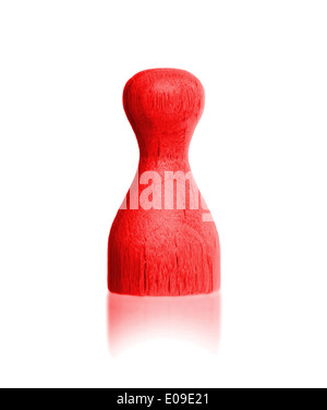 Hölzerne Bauer mit einer Volltonfarbe rot Stockfoto