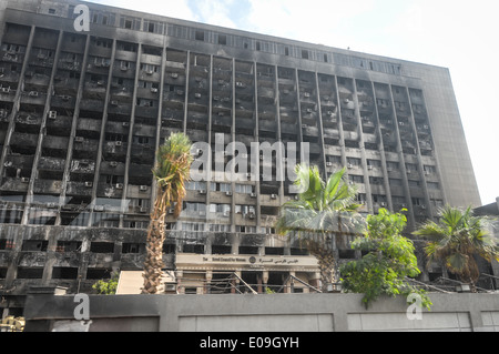 Gebäude in Kairo, Ägypten, zerstört während der ägyptischen Revolution von Januar 2011 Stockfoto