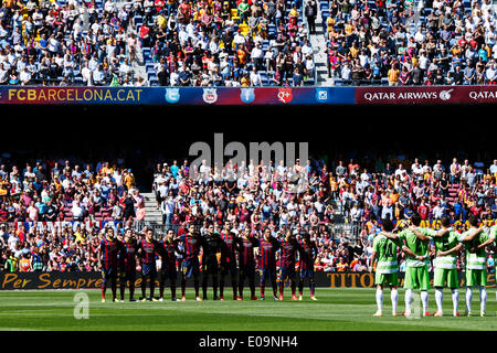 Barcelona, Spanien. 3. Mai 2014. Barcelona-Gruppe Mannschaftsaufstellung (Barcelona), 3. Mai 2014 - Fußball: spanische Primera Division "Liga BBVA" match zwischen FC Barcelona 2: 2 Getafe im Camp Nou in Barcelona, Spanien. © D.Nakashima/AFLO/Alamy-Live-Nachrichten Stockfoto