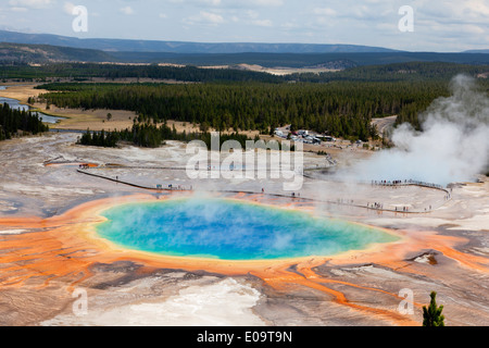 Übersicht Grand Prismatic Spring im Yellowstone National Park Stockfoto