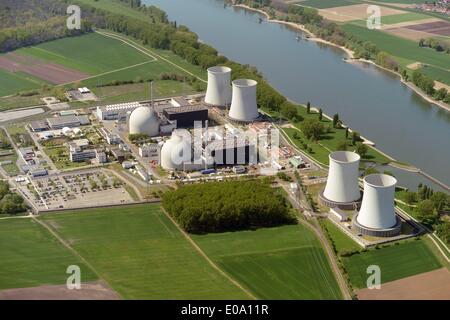 Luftaufnahmen des Atomkraftwerks Biblis. 17.04.2014 Stockfoto