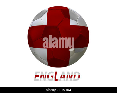Fußball mit England Flagge isoliert in weiß Stockfoto