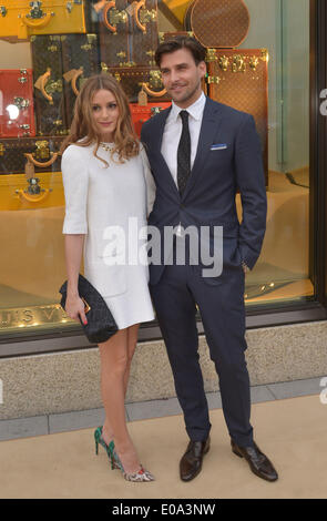 Frankfurt am Main, Deutschland. 6. Mai 2014. Deutsche Model Johannes Huebl und amerikanischen Socialite Olivia Palermo kümmern sich um die Eröffnung des Louis-Vuitton-Global-Store in Frankfurt, Deutschland. Am 6. Mai 2014. / Allianz Credit Bild: Dpa picture-Alliance/Alamy Live News Stockfoto