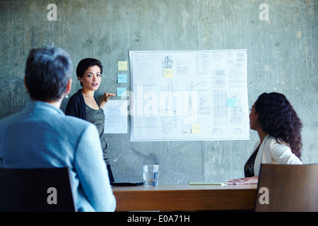 Junge Unternehmerinnen präsentieren Ideen im Büro Stockfoto