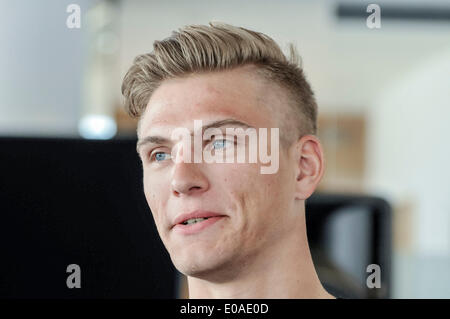 Belfast, Nordirland, Vereinigtes Königreich. 7. Mai 2014. Deutsche Radfahrer Marcel Kittel bei der Pressekonferenz, der Giro d ' Italia Radrennen Kredit zu starten: Stephen Barnes/Alamy Live News Stockfoto