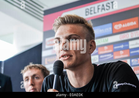 Belfast, Nordirland, Vereinigtes Königreich. 7. Mai 2014. Deutsche Radfahrer Marcel Kittel bei der Pressekonferenz, der Giro d ' Italia Radrennen Kredit zu starten: Stephen Barnes/Alamy Live News Stockfoto