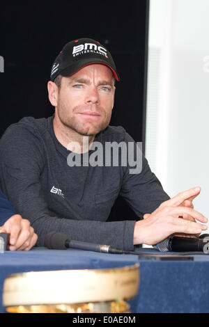 Waterfront Hall, Belfast, UK. 7. Mai 2014. Cadel Evans, Team BMC Racing auf der Giro-Top-Fahrer-Pressekonferenz Live © Bonzo/Alamy Stockfoto