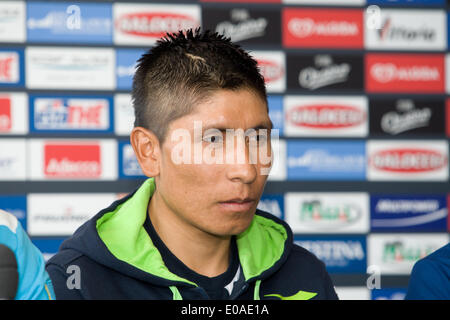 Waterfront Hall, Belfast, UK. 7. Mai 2014. Nairo Quintana, Movistar Team bei der Giro-Top-Fahrer-Pressekonferenz Stockfoto