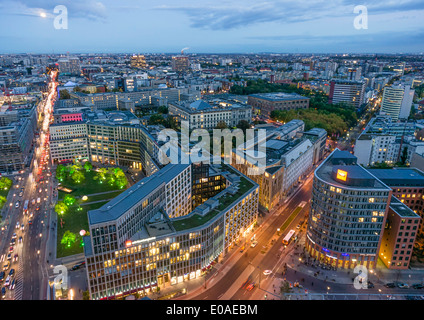 Panoramablick von der Kollhoff Tower, Leipziger Platz, Turm, Berlin, Deutschland, Stockfoto