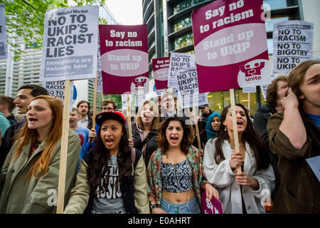 London, Großbritannien. 7. Mai 2014. Anti-UKIP Protest und Kundgebung in Westminster, London Credit: Guy Corbishley/Alamy leben Nachrichten Stockfoto