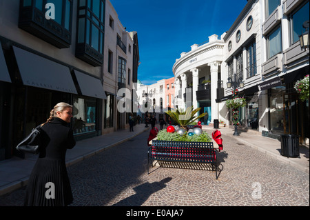 Über Rodeo an Weihnachten, Beverly Hills, Los Angeles, Kalifornien, USA. Stockfoto