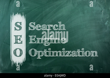 Konzeptionelle SEO Akronym an grüne Tafel Search Engine Optimization Stockfoto