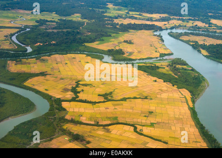 Ackerland an der Küste, Golf von Bengalen, Myanmar Stockfoto