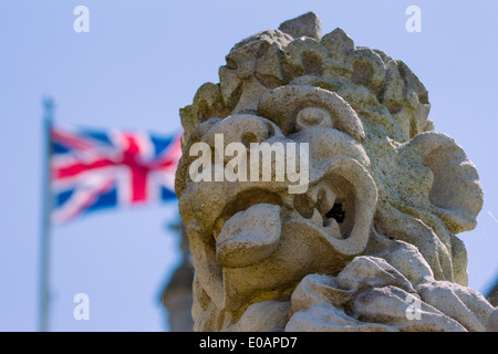 Skulptur der englischen Imperial Lions Head Hampton Court London Stockfoto
