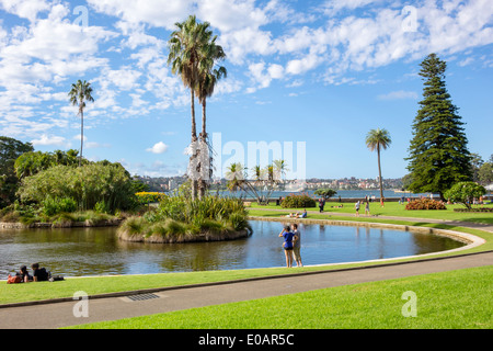 Sydney Australien, Royal Botanic Gardens, Main Pond, Farm Cove, Sydney Harbour, Hafen, Park, AU140309175 Stockfoto