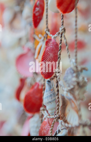 Nahaufnahme von Fischernetz mit Muscheln verziert Stockfoto