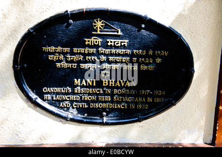 Mahat Museum, Mani Bhavan, hier Mahatma Gandi blieb bei einem Besuch in Bombay von 1917-1934, Fotos, Aufzeichnungen, Bücher, Mumbai, Bombay, Indien Stockfoto