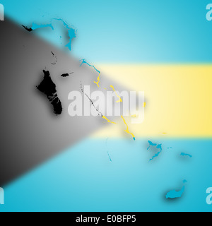 Karte von Bahamas gefüllt mit der Nationalflagge Stockfoto